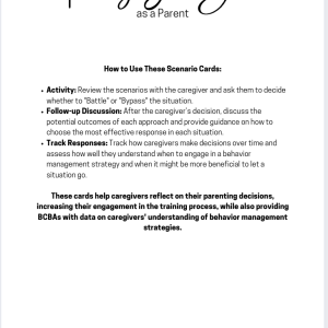 Battle or Bypass? ABA Scenario Cards for Parent Training – Boost Engagement, Track Data, and Promote Skill Generalization